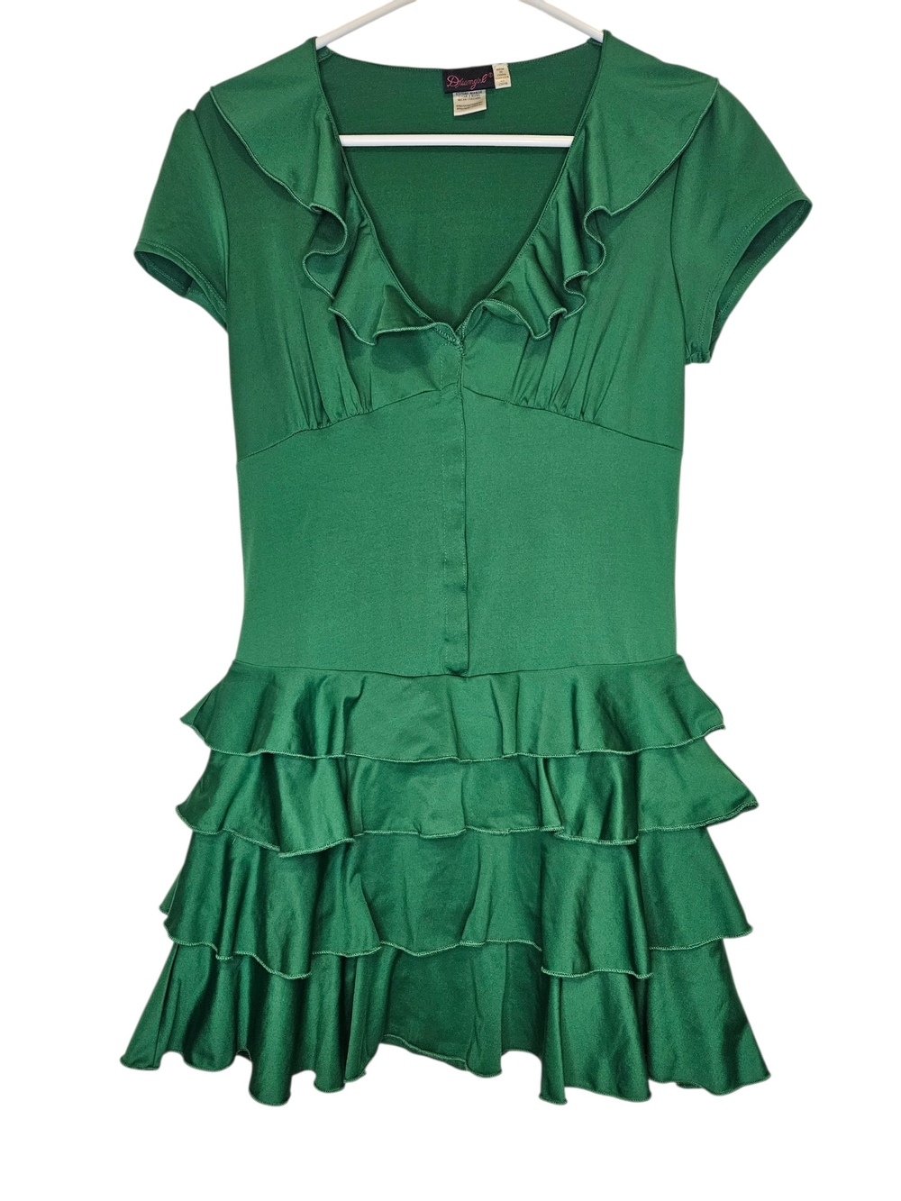 Dreamgirl Emerald Green Ruffle Party Cocktail Mini Dress V-neck